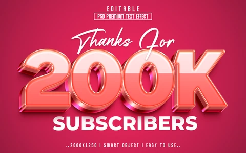 PSD Thanks For 200K Pink Text Effect