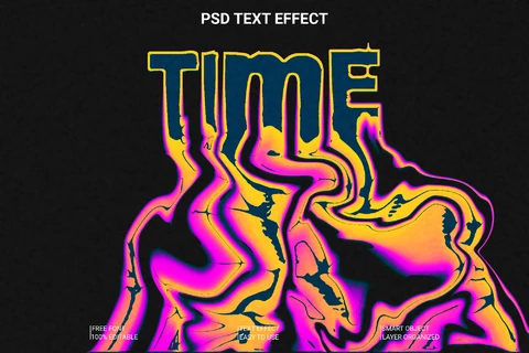 PSD Efeito de estilo de texto de tempo