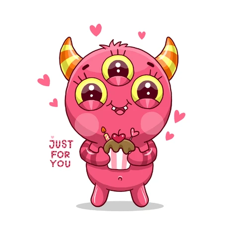 EPS,JPG Cute Kawaii Style Monster Illustration