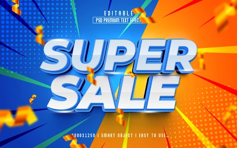 PSD Fiesta de superventas 3d efecto de texto