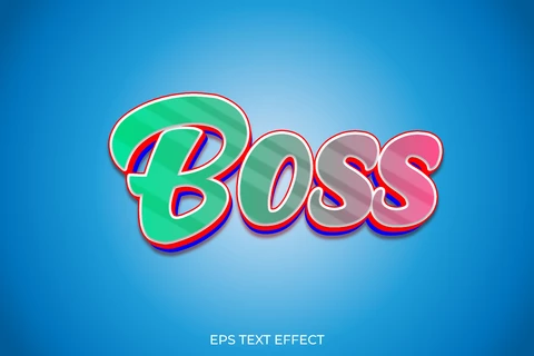 EPS Boss cartoon pink green gradient 3d text effect