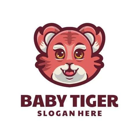 EPS,JPG Cartoon Style Baby Tiger Logo