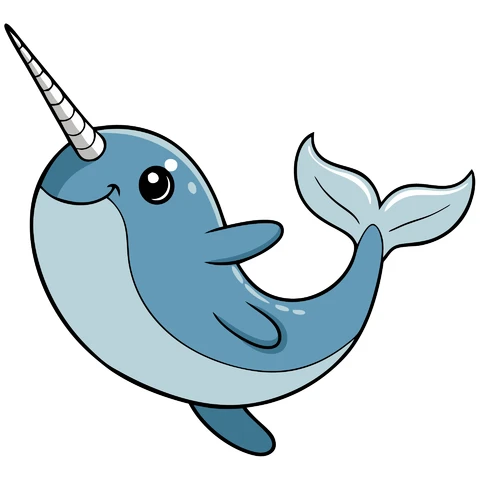 AI,JPG Cute Cartoon Narwhal Illustration