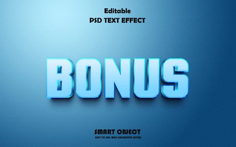 PSD Efeito de texto 3d azul bônus