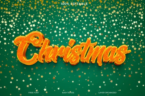 PSD Merry christmas font style effect