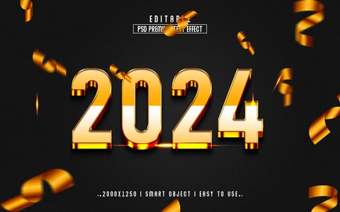 PSD 2024 goldener texteffekt