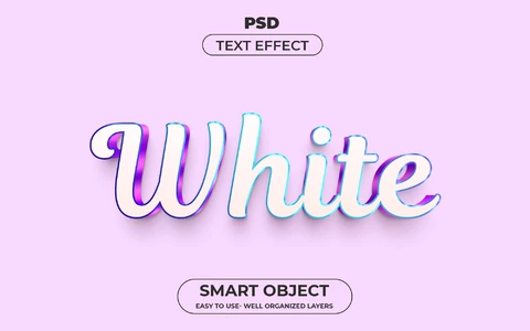 PSD Efeito de texto branco holográfico