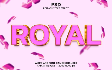PSD Efecto de texto de fiesta rosa real y dorado