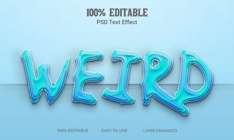 PSD Weird Distorted Ice Blue 3D Text Effect