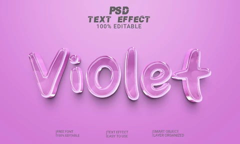 PSD Violet Amethyst 3D Font Style Effect