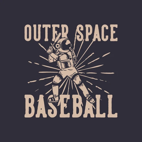 EPS,JPG Ilustración vintage de béisbol en el espacio exterior