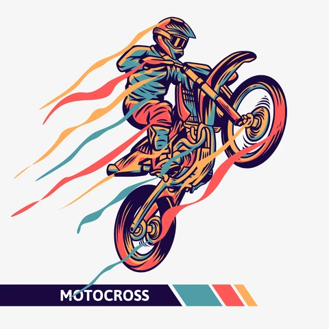 EPS,JPG Ilustração vetorial de motocross em estilo retrô