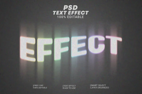 PSD Efecto de larga exposición glitch luminiscente halo de neón 3d efecto de texto