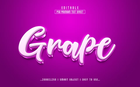 PSD Effet de texte 3d en cristal violet de raisin