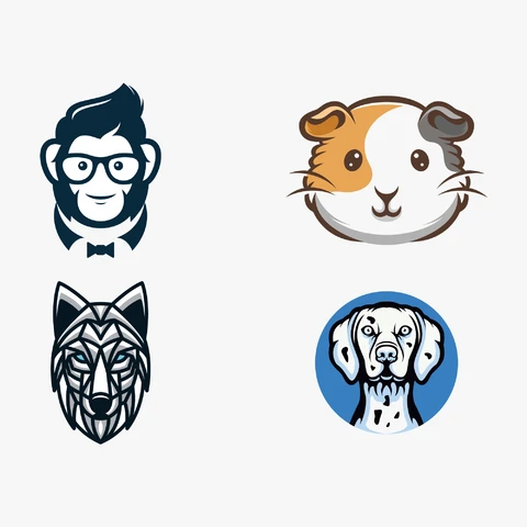 EPS,JPG Ilustrações divertidas de mascotes animais