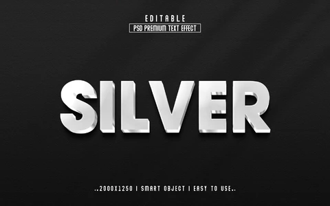 PSD Efecto de texto plateado