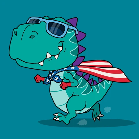 EPS,JPG Cartoon Style Superhero Dinosaur Illustration