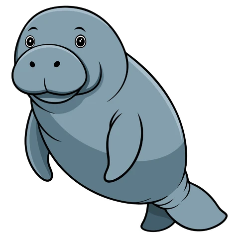 AI,JPG Cartoon Style Manatee Illustration