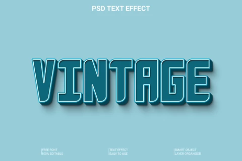 PSD Efeito de estilo de fonte 3d de jeans vintage
