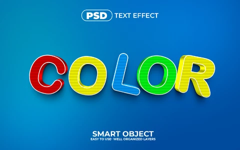 PSD Multi Color 3D Text Effect