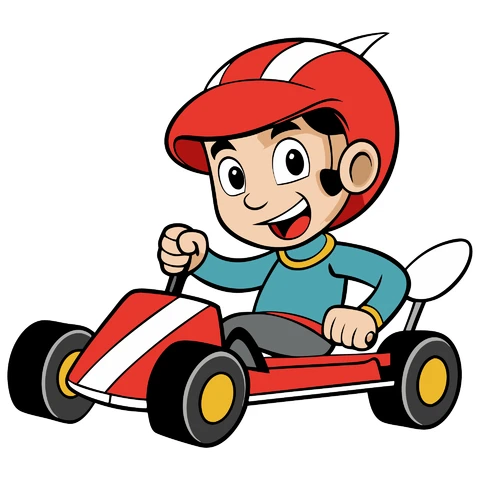 AI,JPG Cartoon Style Go-Kart Racer Illustration