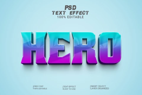 PSD Hero Blue Gradient 3D Font Style Effect