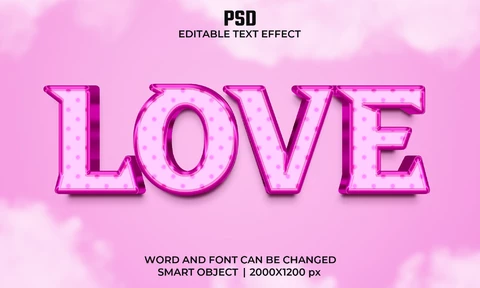 PSD Efeito de texto de amor