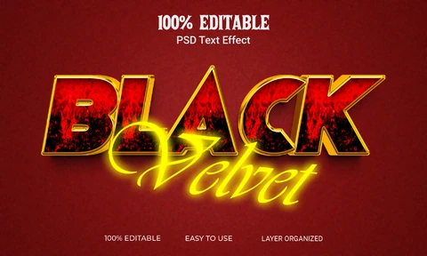 PSD Black Velvet Vintage 3D Text Effect