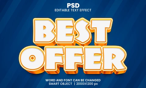 PSD Efeito de texto de melhor oferta
