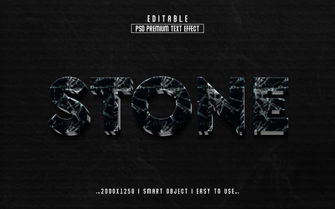 PSD Stone Black Marble 3D Text Effect