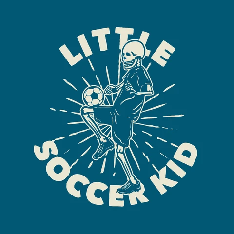 EPS,JPG Vintage Skelett Fußball Kind Illustration