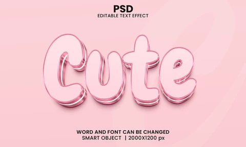 PSD Bonito efecto de texto rosa