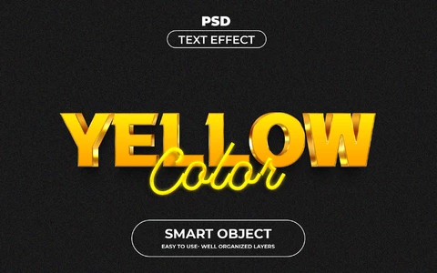 PSD Metallic Yellow Color Text Effect