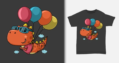 EPS,JPG Cute Cartoon Dinosaur T-Shirt Design