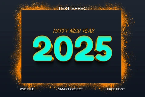 PSD 3D Neon Text Effect for New Year Celebration