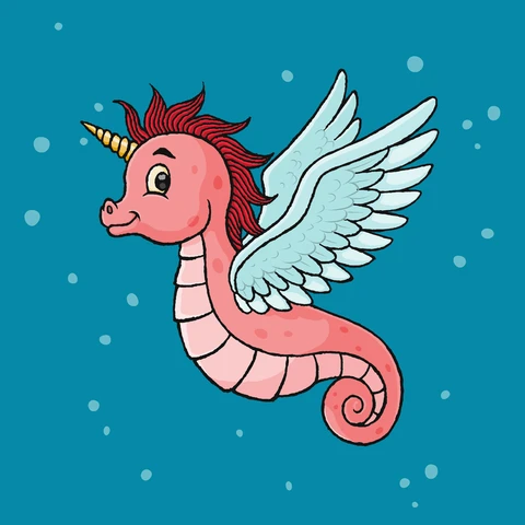 EPS,JPG Cartoon-Stil mythische Seepferdchen Illustration