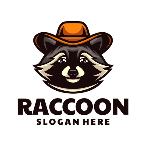 EPS,JPG Logotipo do mascote com personagem de guaxinim
