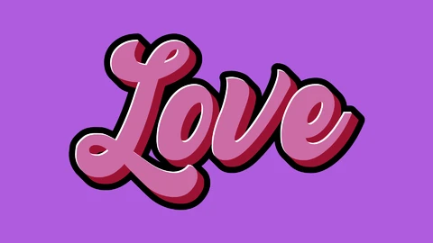 EPS,AI Efeito de texto cursivo amoroso em um fundo roxo
