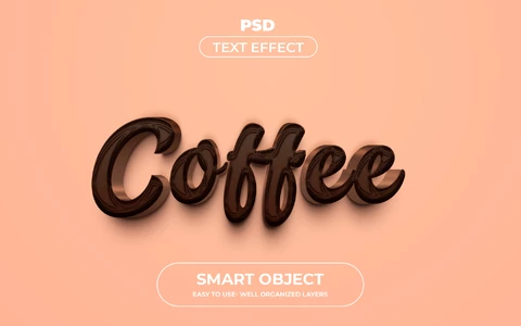 PSD Effet de texte 3d café brun