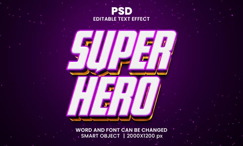 PSD Efecto de texto 3D de superhéroe