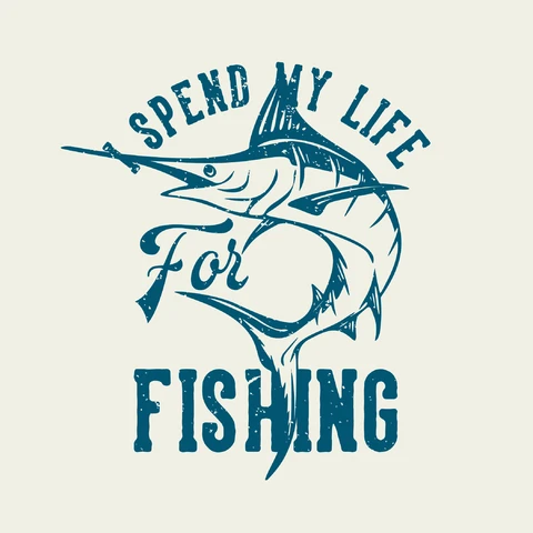 EPS,JPG Vintage Fishing Quote Illustration