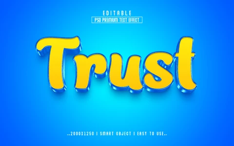 PSD Efeito de texto 3d de desenho animado de confiança