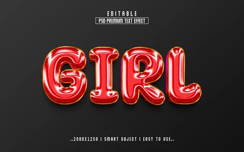 PSD Efeito de estilo de texto de menina