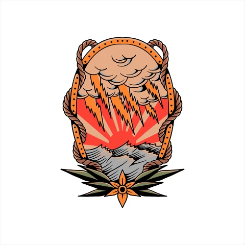 EPS,AI,JPG Stormy Landscape Emblem