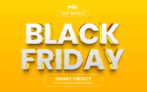 PSD Black friday 3d efecto texto metálico