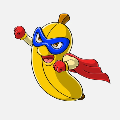 EPS,JPG Cartoon Style Superhero Banana Illustration