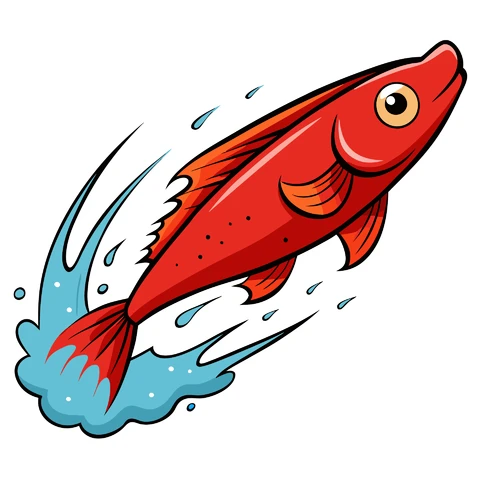 AI,JPG Cartoon Style Red Fish Illustration