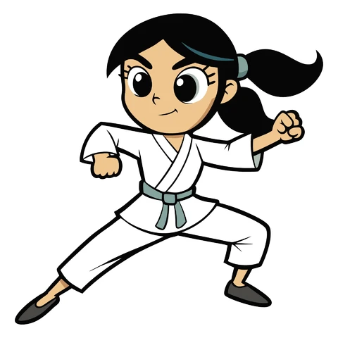 AI,JPG Ilustracja postaci karate w stylu kreskówkowym