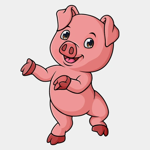 EPS,JPG Cartoon Style Playful Pig Illustration