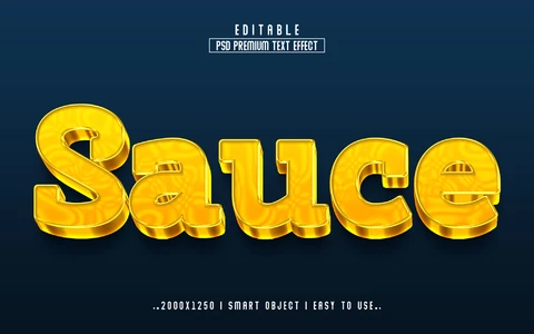 PSD Effet de texte 3d doré Sauce